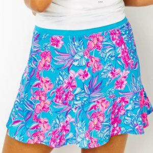New Lilly Pulitzer Luxletic Fara Skort Orchid Oasis Cumulus Blue Large Skirt